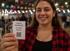 Ticket impresso automaticamente pela impressora térmica na quermesse